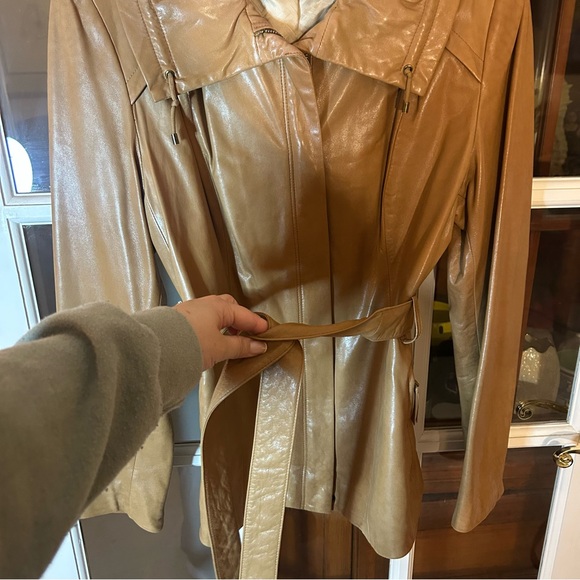 Cole Haan Women's Tan Leather Jacket - Picture 2 of 8